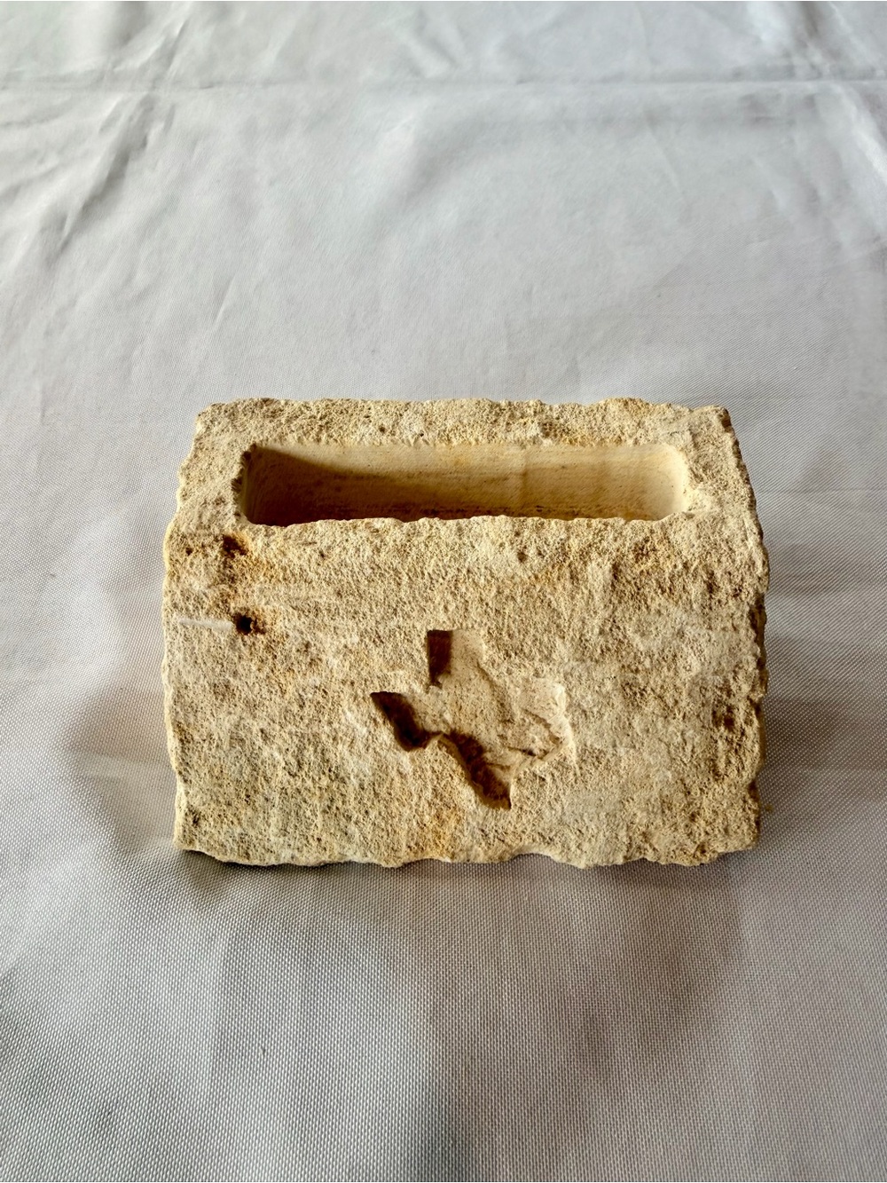 Texas Carved Rustic Limestone Business Care Holder
